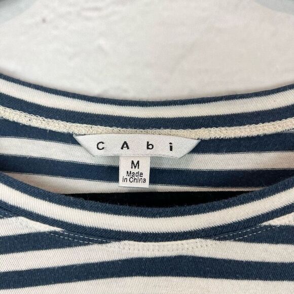 CAbi Women's M Blue Striped Asymmetrical Hem Long Sleeve Top - Picture 4 of 8